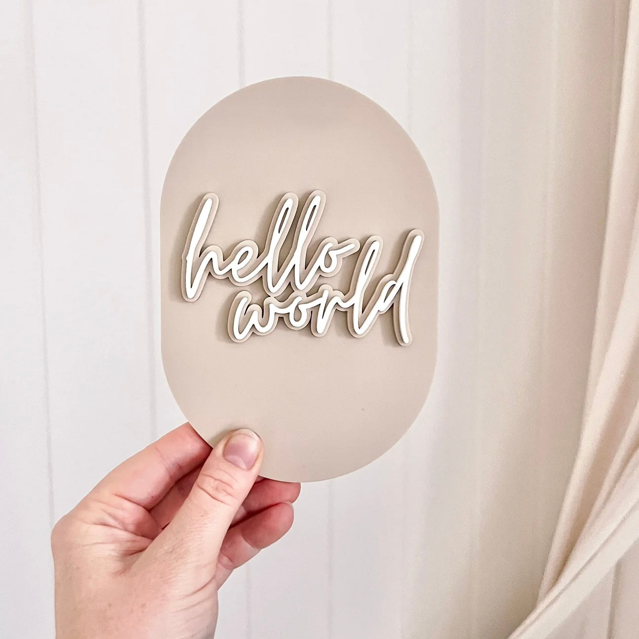 Hello World - Birth Announcement Plaque