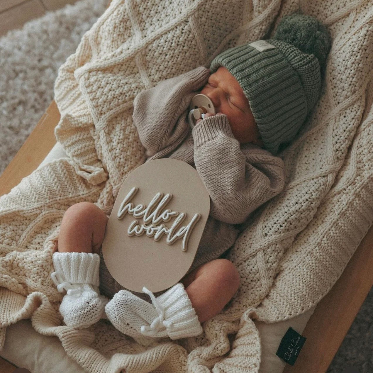 Hello World - Birth Announcement Plaque