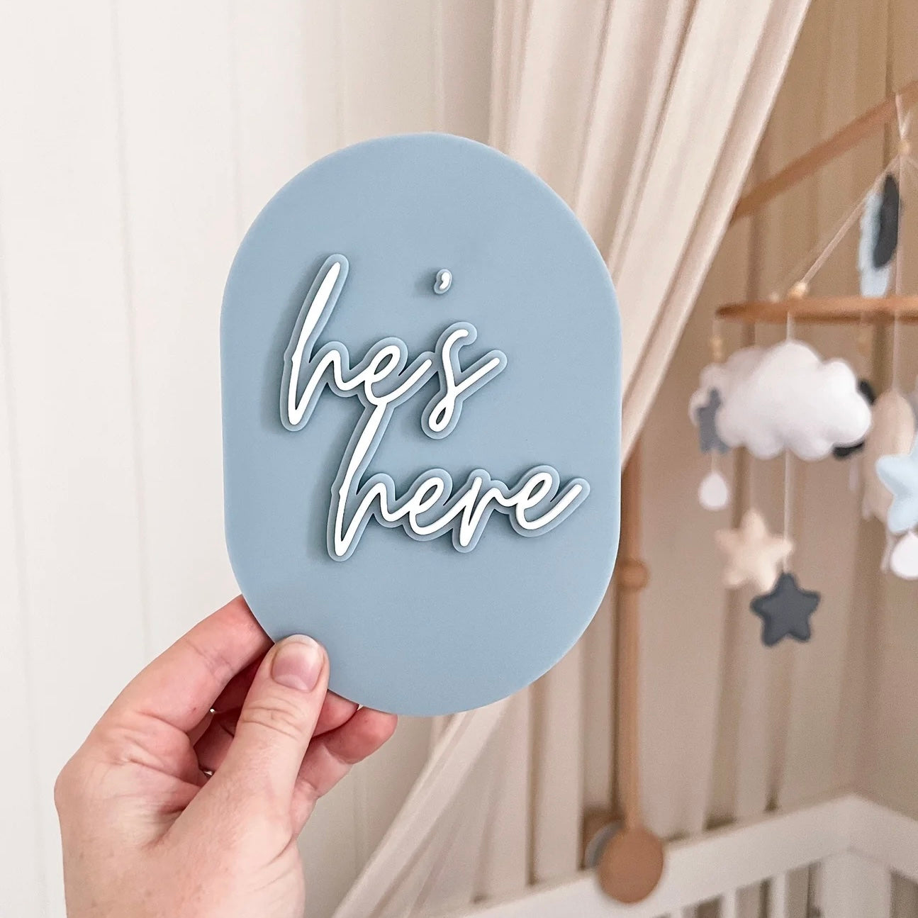 He's Here - Birth Announcement Plaque