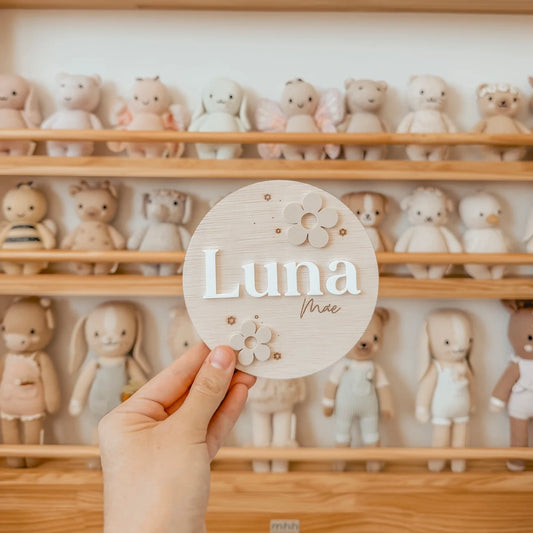 Baby Announcement Plaque, Daisy - Floral Collection