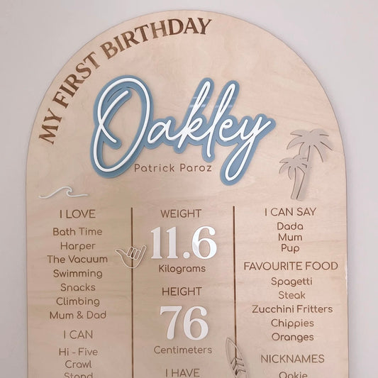 Birthday Milestone Board, Wave - Surf and Sun Collection