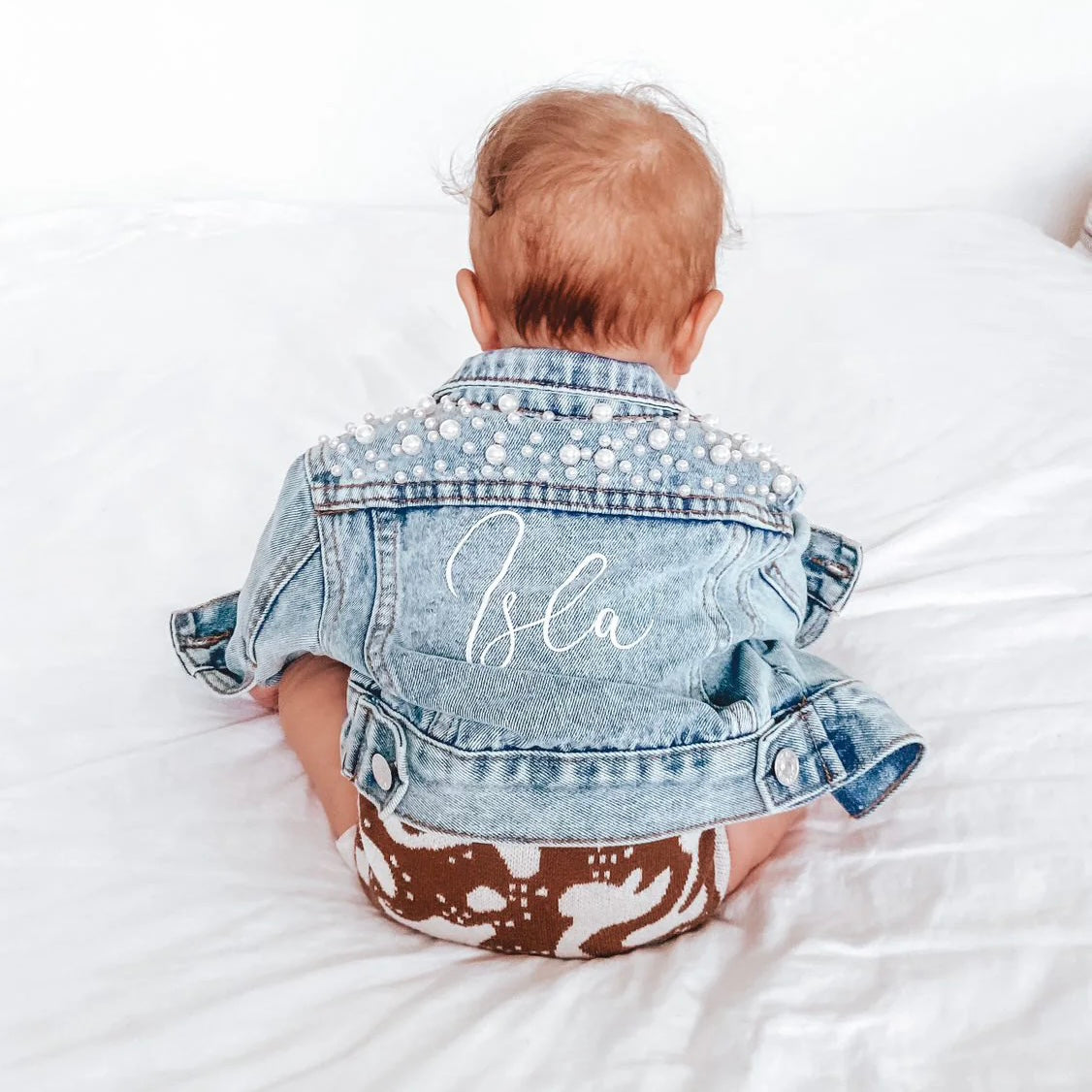Oversized Pearl Denim Jacket - Kids