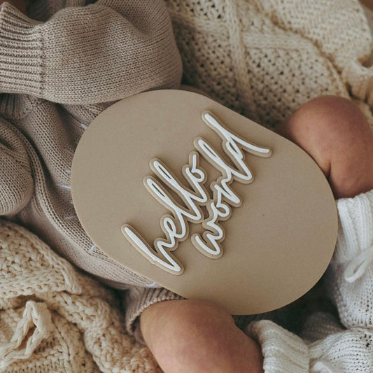 Hello World - Birth Announcement Plaque