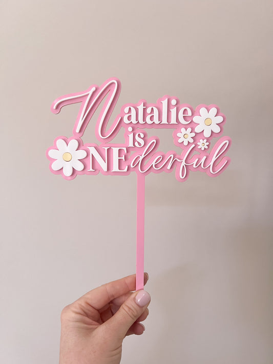 ONEderful Daisy Cake Topper - First Birthday - Floral Collection