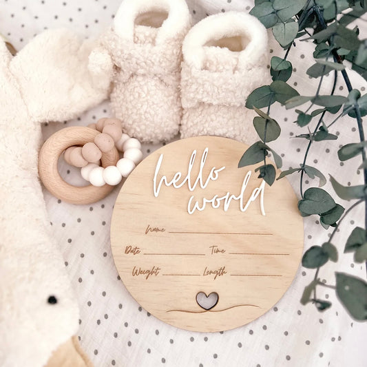 Hello World Birth Plaque