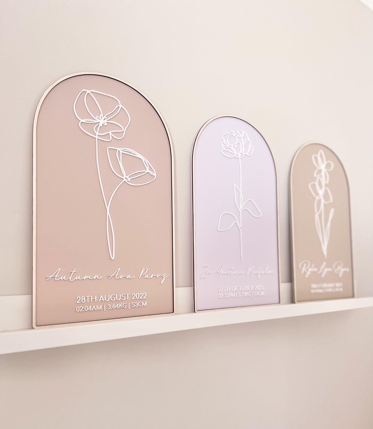 Baby Birth Plaque - Personalised Birth Month Flower - Floral Collection