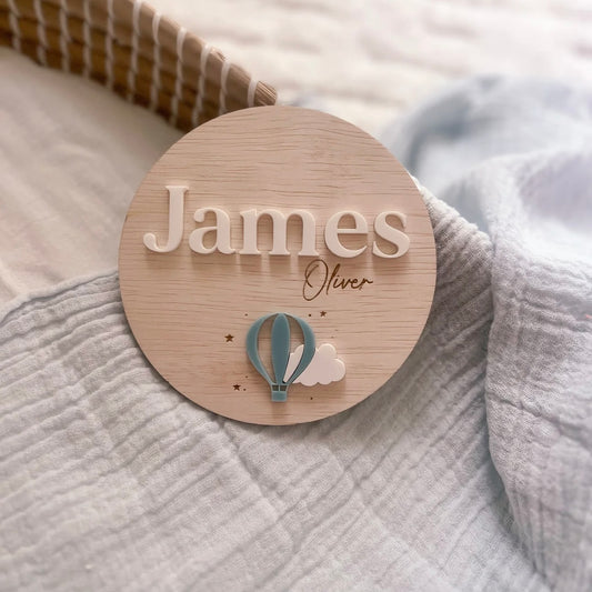 Baby Announcement Plaque - Hot Air Balloon