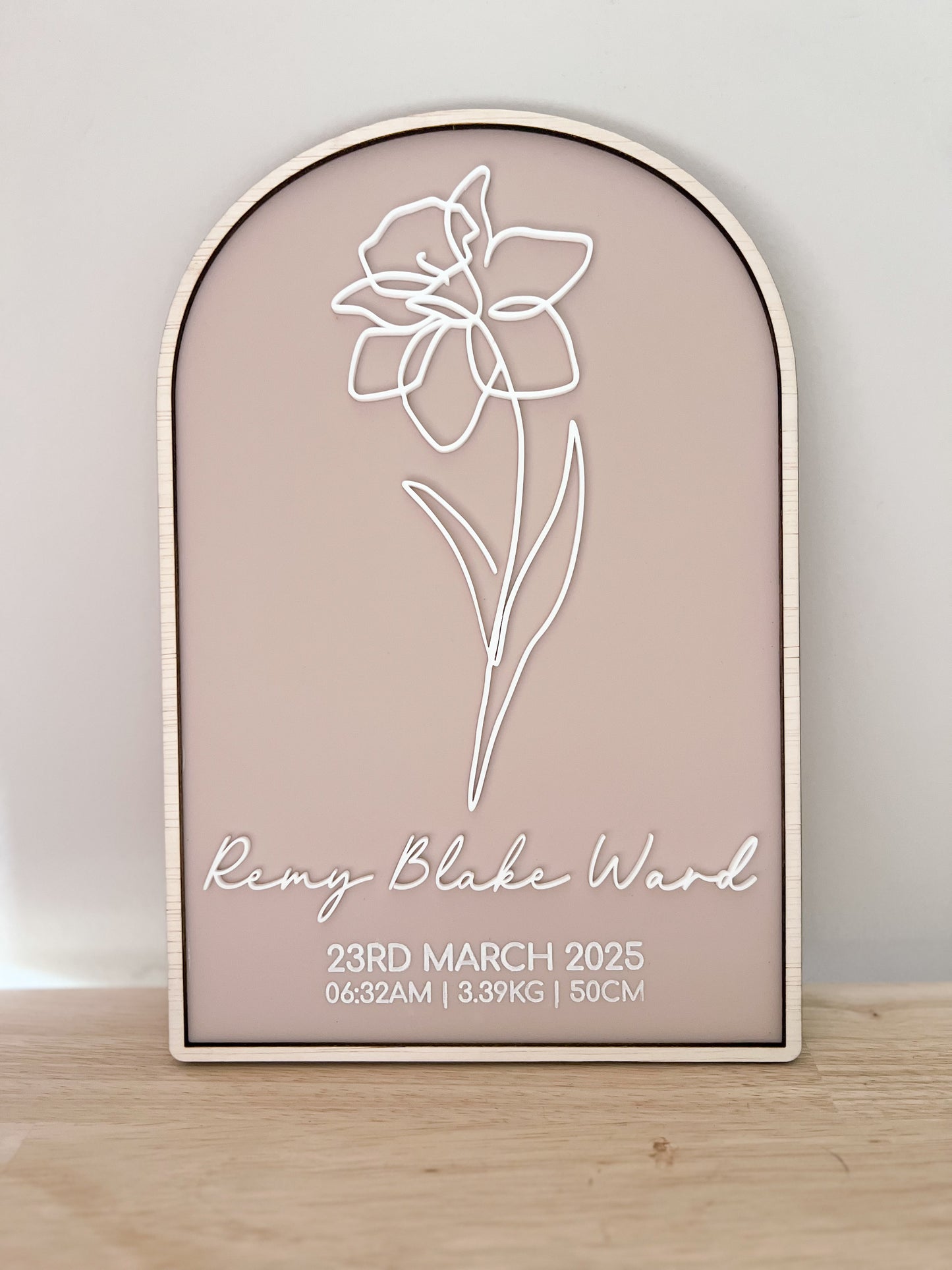 Mini Baby Birth Plaque - Personalised Birth Month Flower - Floral Collection