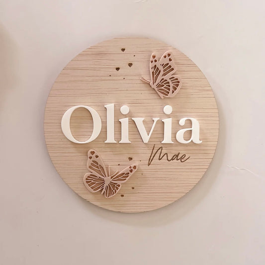 Baby Announcement Plaque - Butterfly Collection