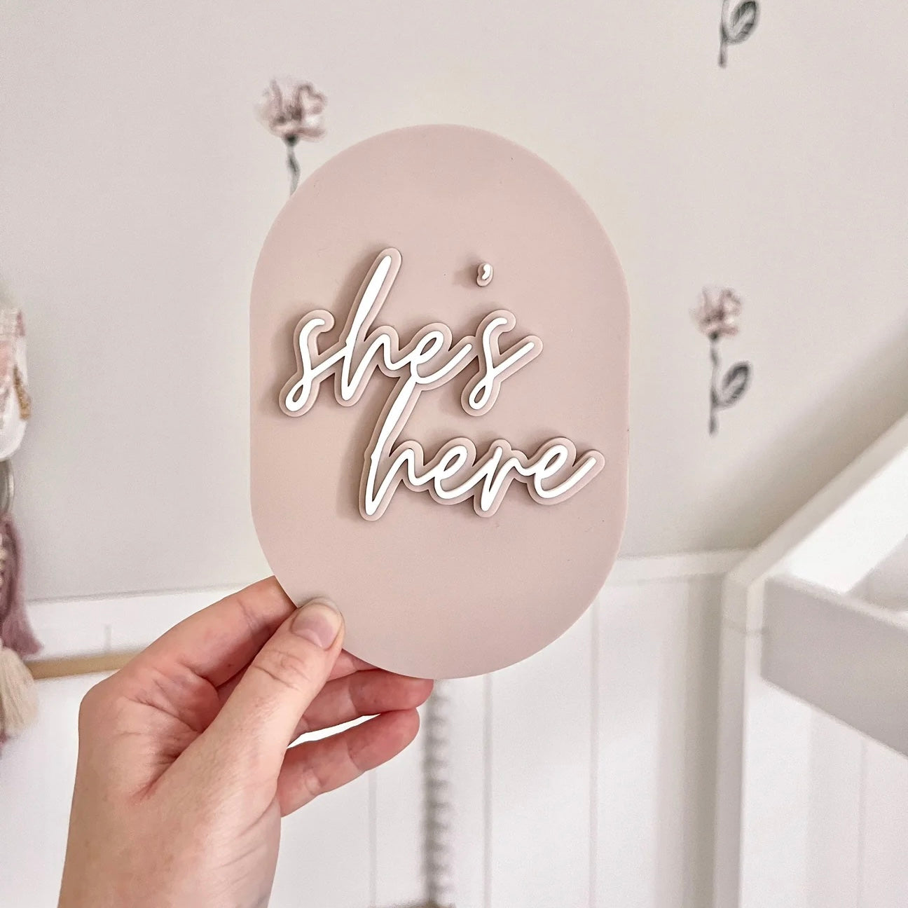 She's Here - Birth Announcement Plaque