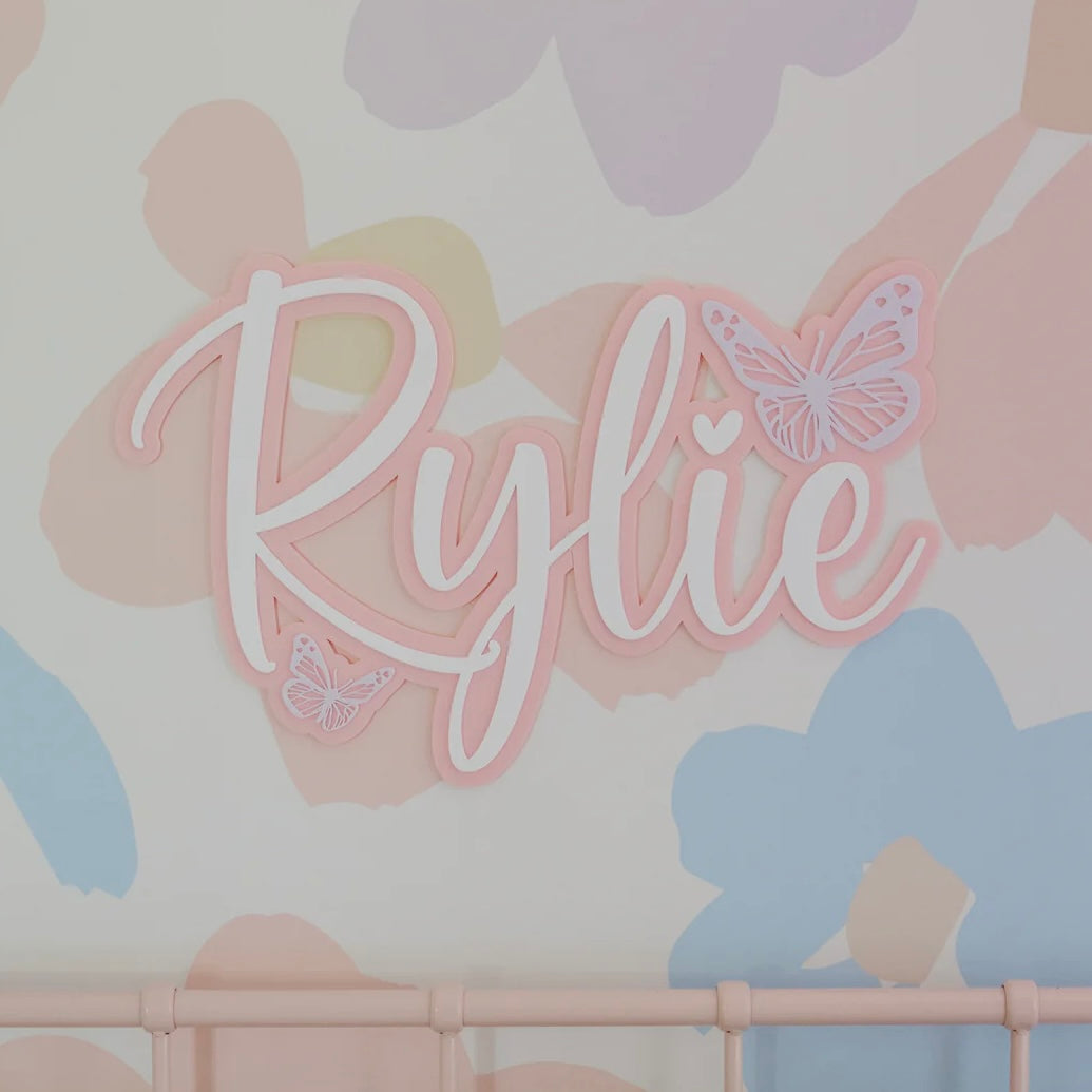 Name Plaque, Double Layer - Butterfly Collection