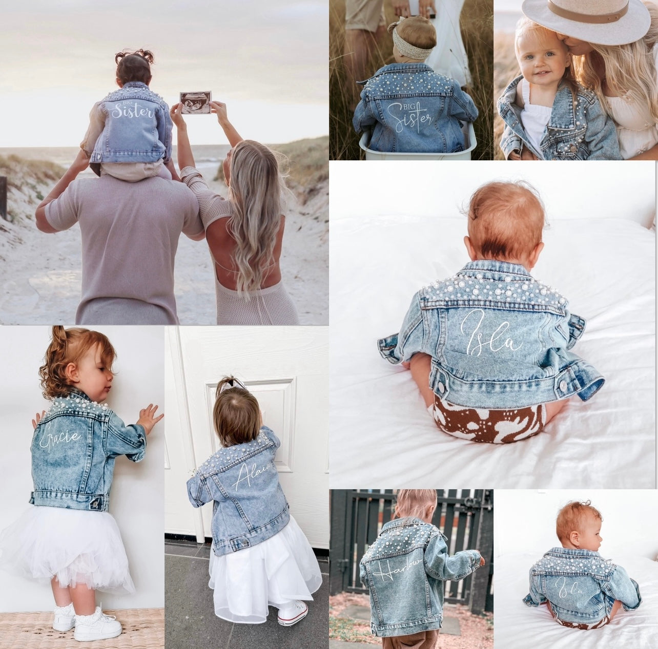 Oversized Pearl Denim Jacket - Kids