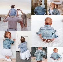 Load image into Gallery viewer, Oversized Pearl Denim Jacket - Kids

