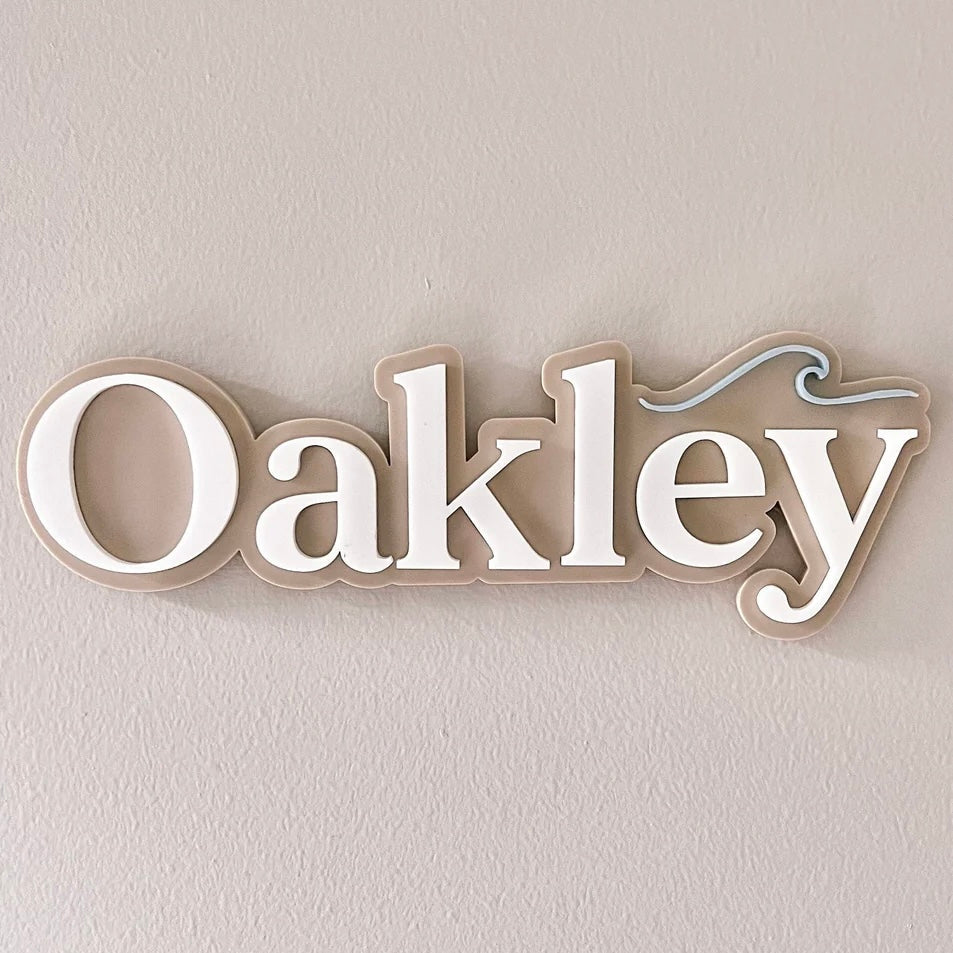 Name Plaque, Double Layer with Wave - Surf and Sun Collection