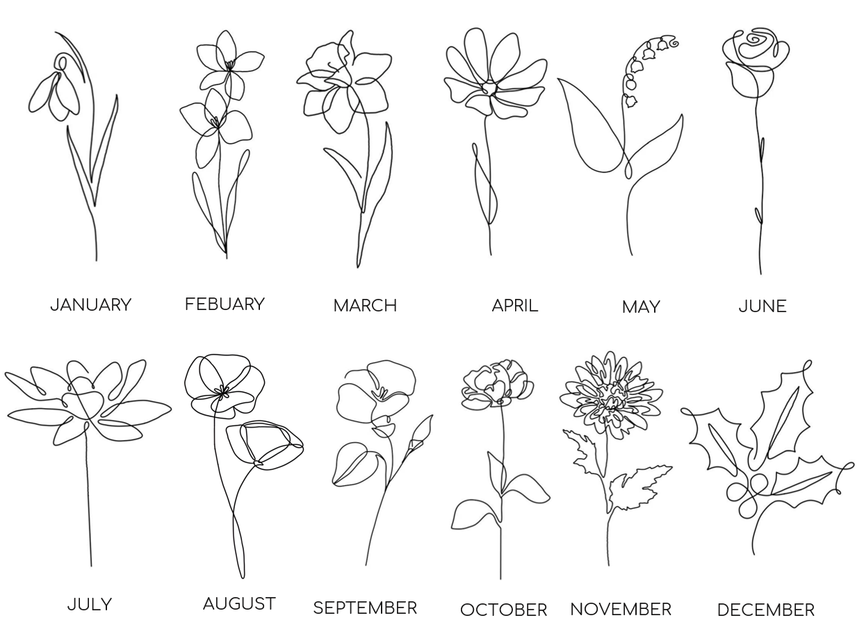 Mini Baby Birth Plaque - Personalised Birth Month Flower - Floral Collection