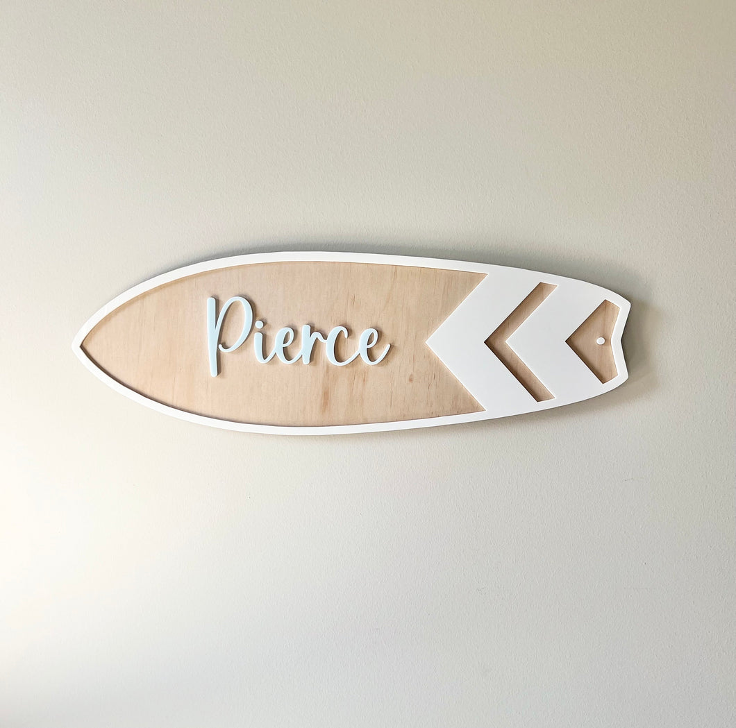 Surf Board with Acrylic Name