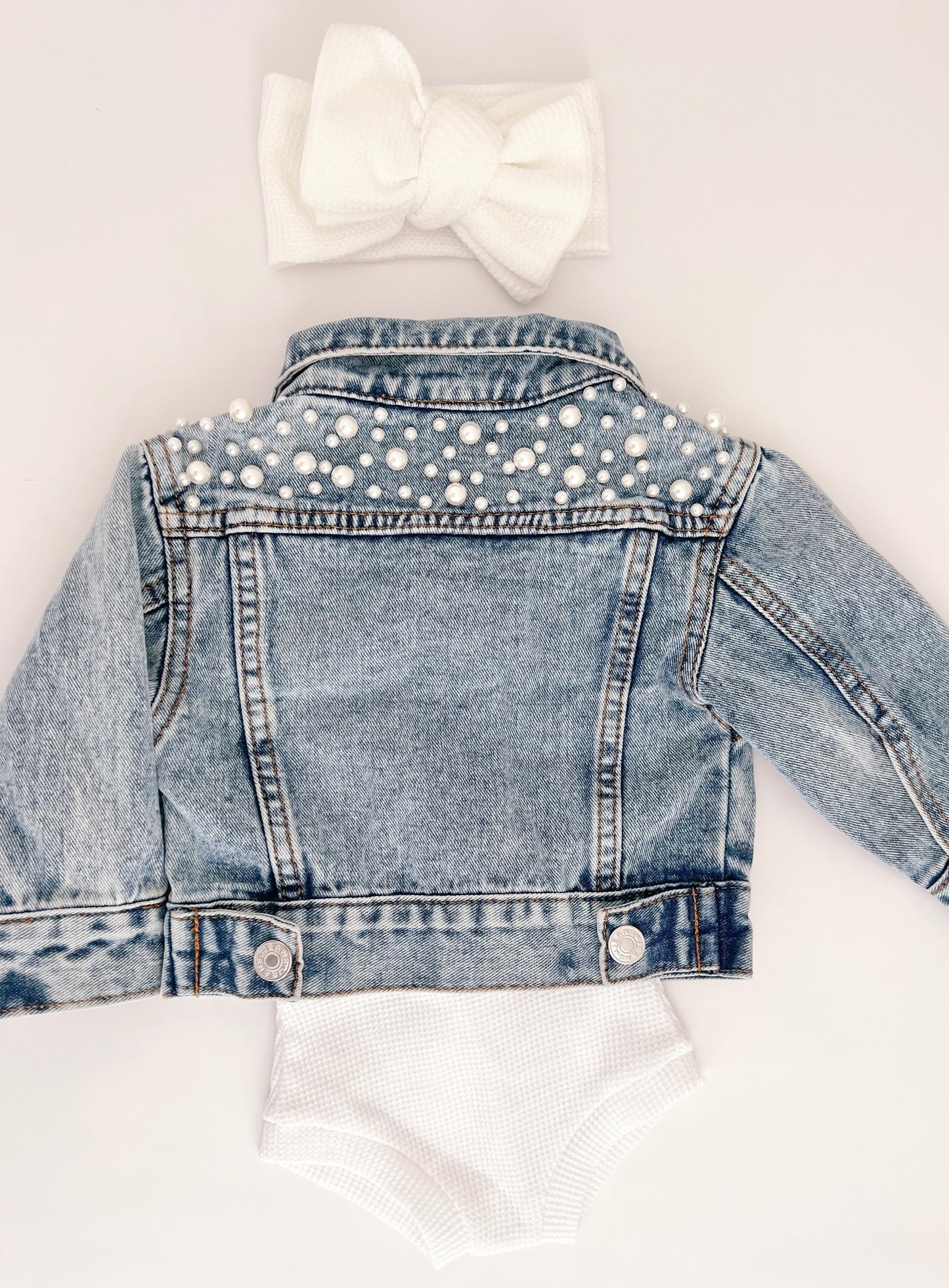Oversized Pearl Denim Jacket - Kids