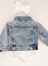 Load image into Gallery viewer, Oversized Pearl Denim Jacket - Kids
