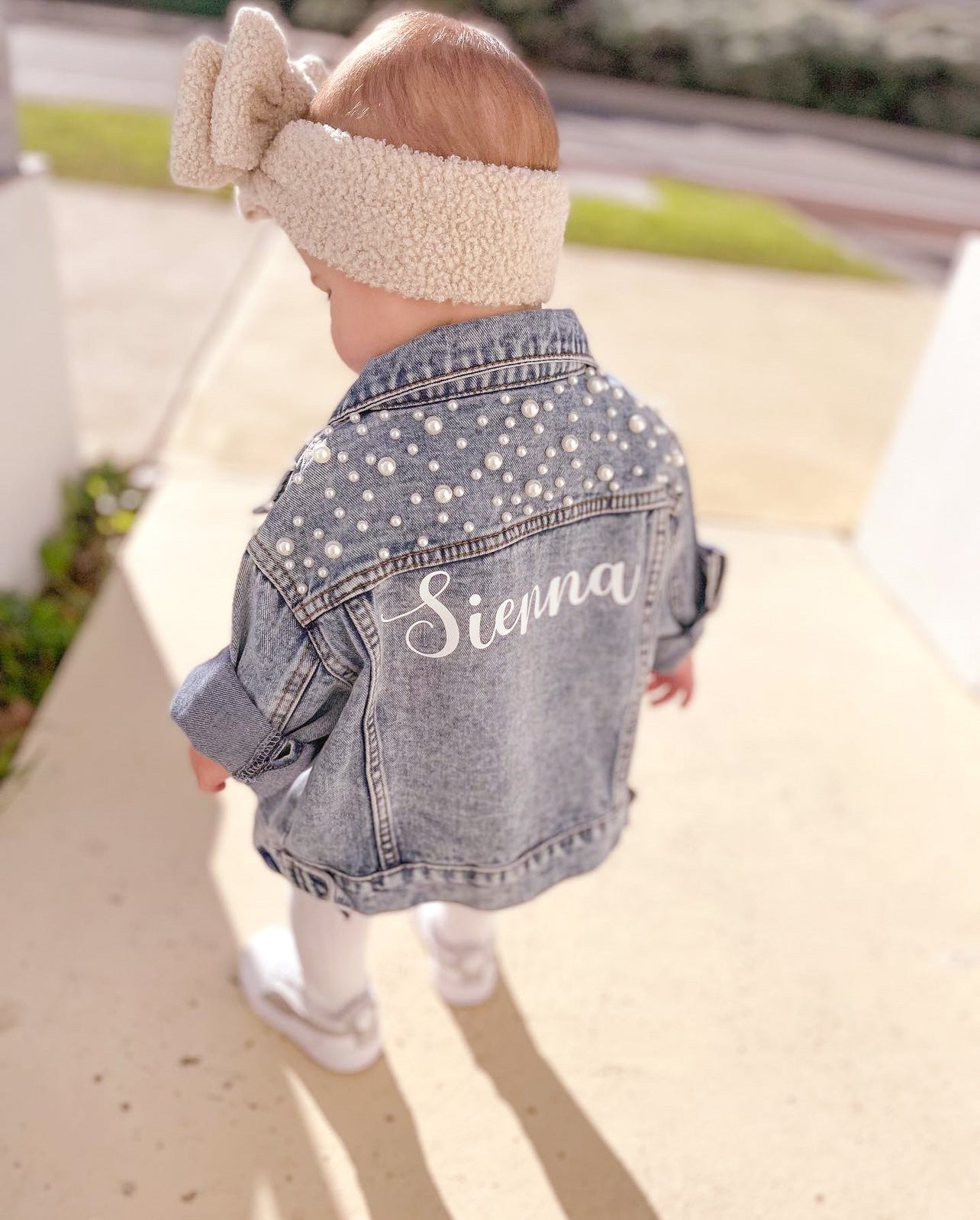 Oversized Pearl Denim Jacket - Kids